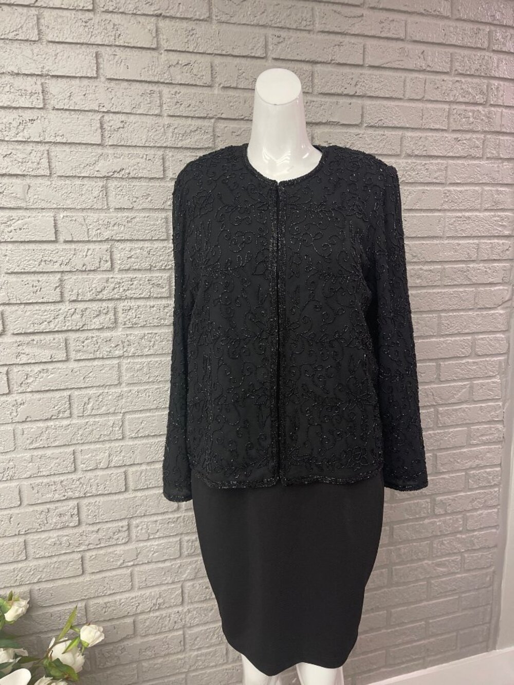 Jessica Women's M Formal Black Beaded Blazer / Jacket Long Sleeve